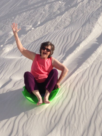 Marilyn plays in the sand