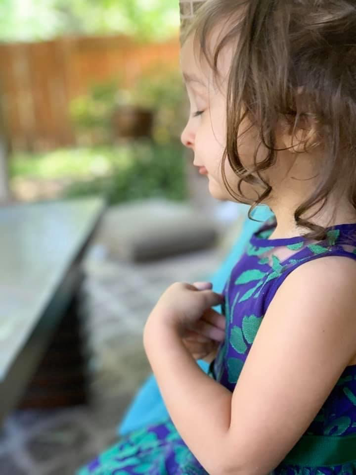 Granddaughter in quiet repose