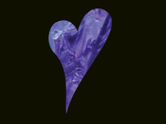 Purple felt heart on black background