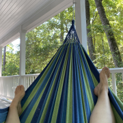 person lying in a hammock