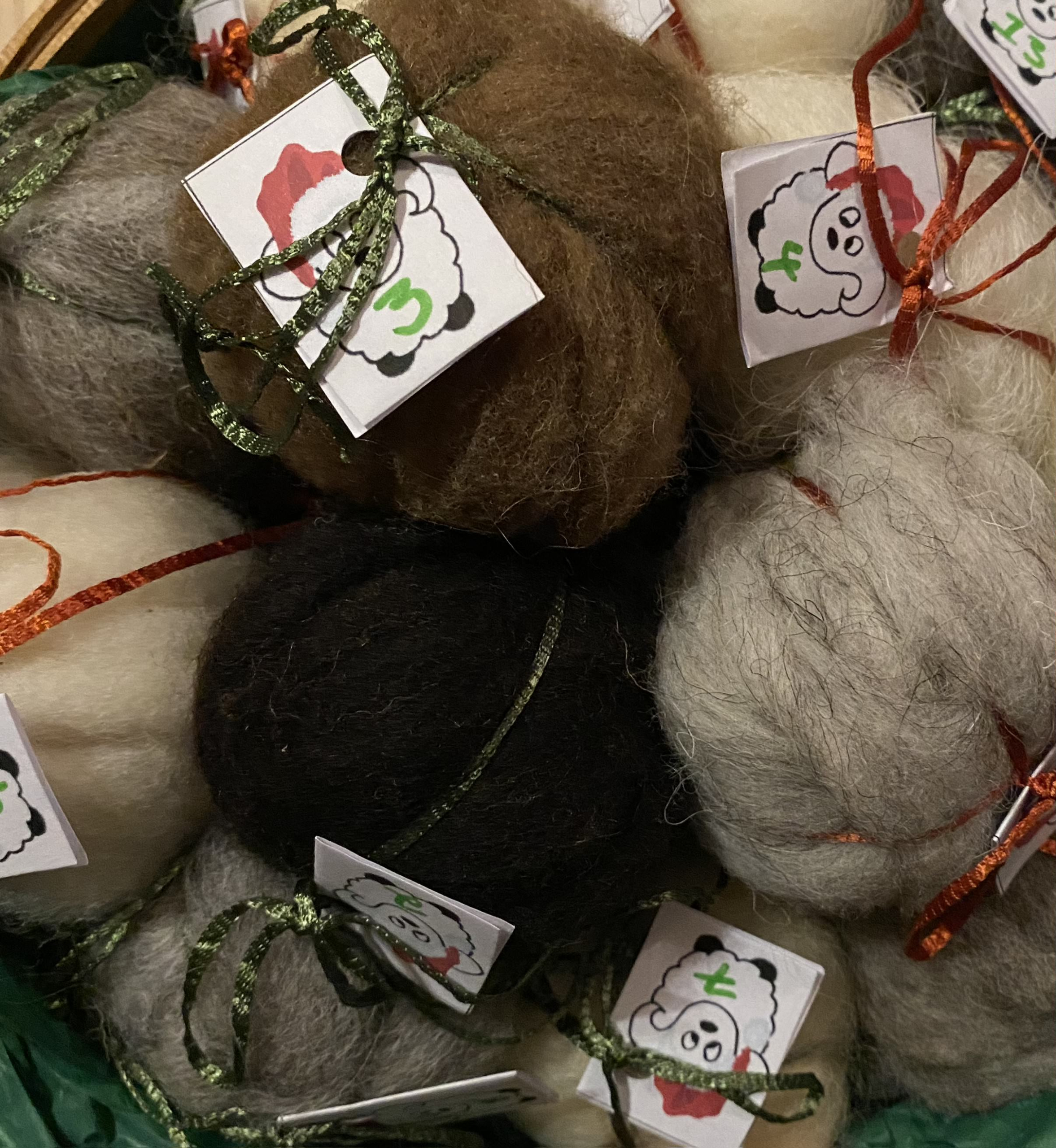 Bundles of wool roving