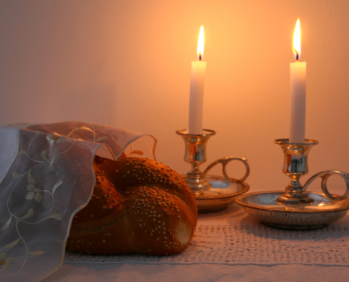 Shabbat candles and Challah