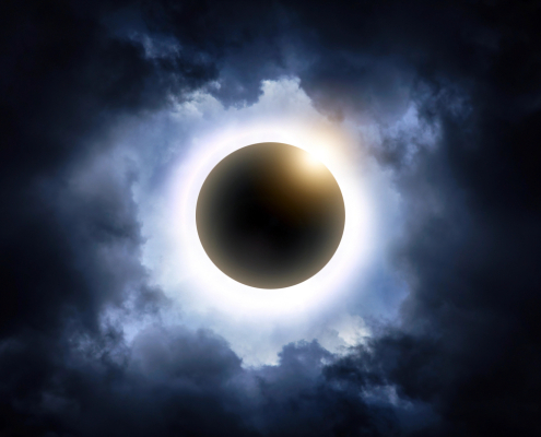 Eclipse in clouds
