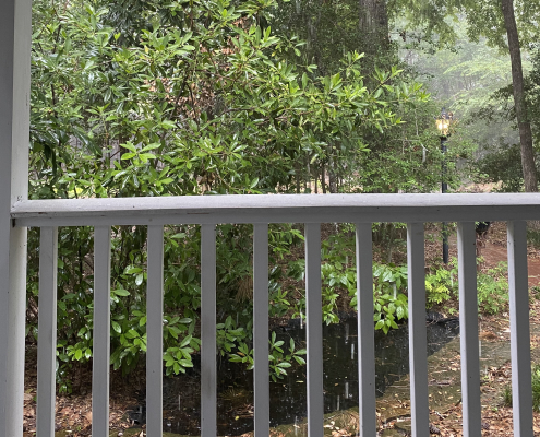 Rainy day from a front porch
