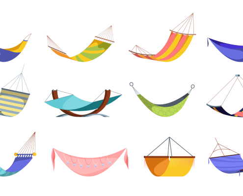 Set of colorful hammocks